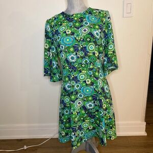 Traffic People Vibrant Green misty Floral Midi Dress